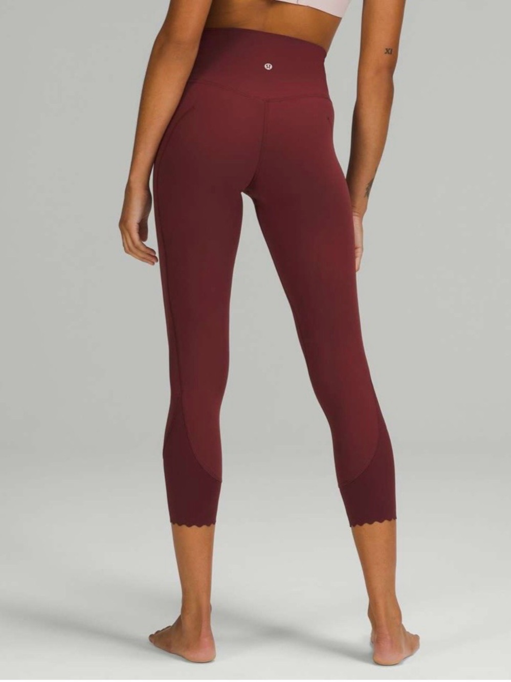 NWOT Lululemon Align Scalloped Hem High-Rise Crop 23" in Red Merlot